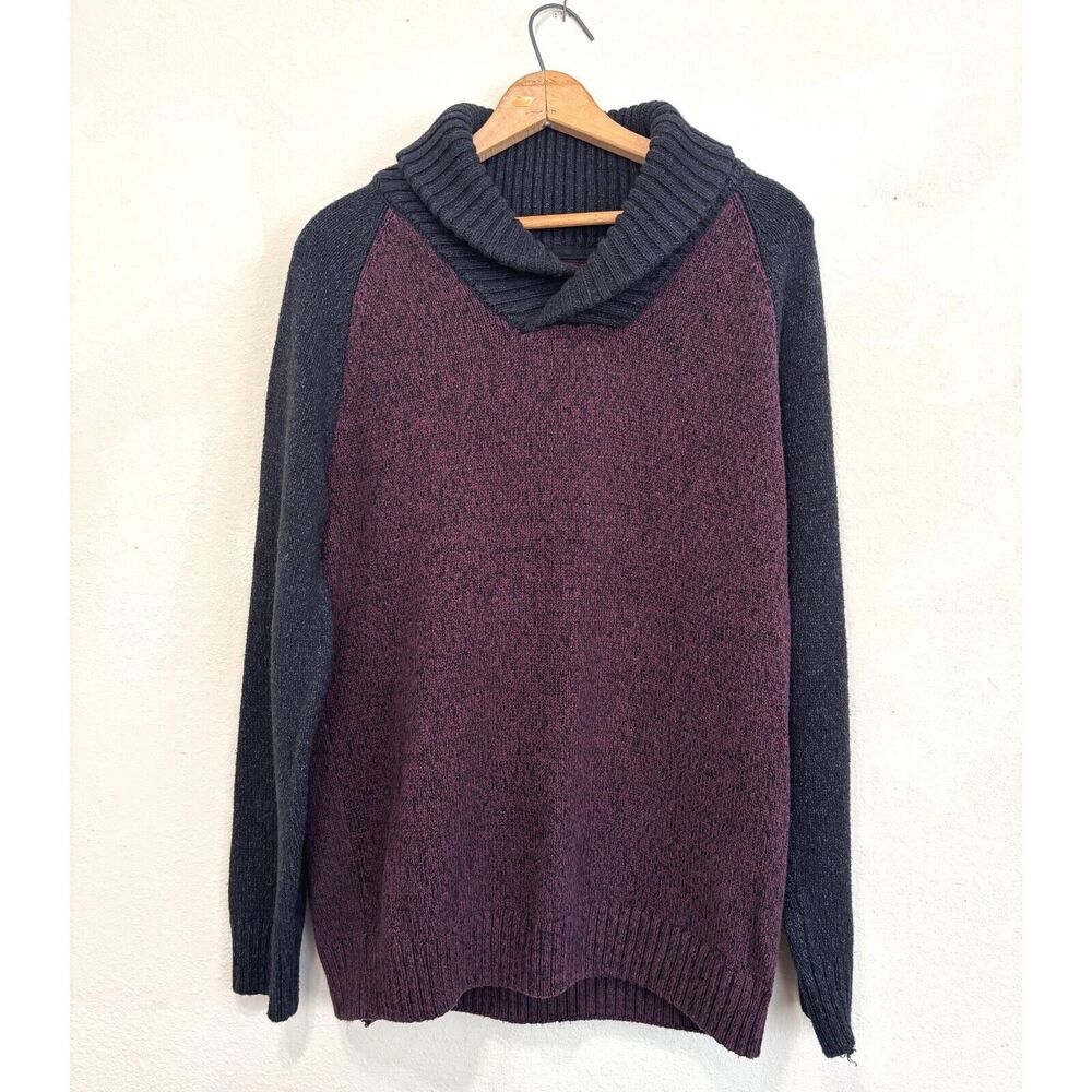 Mens Large Shawl Collar Sweater Colorblock Apt. 9 Academia Professor Preppy